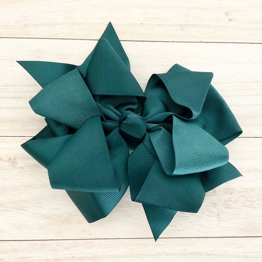 Dark Forest Green Large Grosgrain Hair Bow